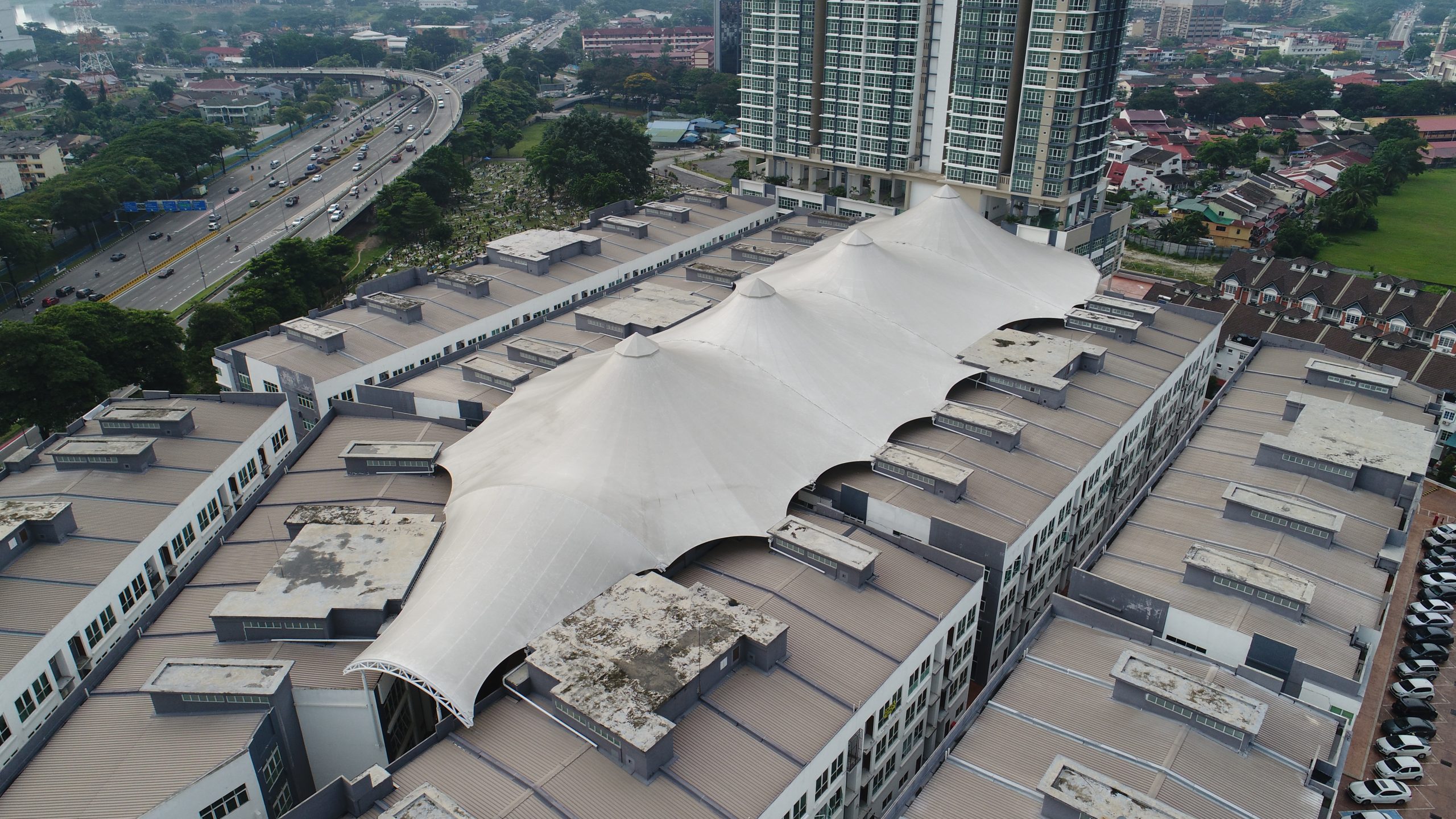 Jalan Kuching Boulevard Business Park Cone Tensile Structure