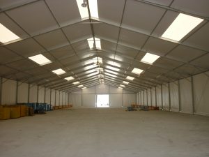 interior view of Marquee tent warehouse storage
