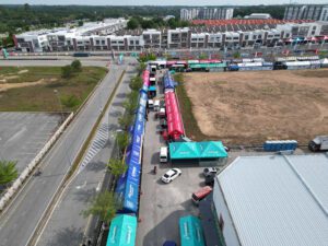 rows of marquee tents for Petronas Honda Cub Prix 2023 event