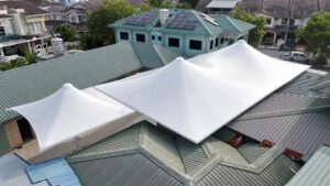 side view of Tensile Roof for Surau Al-Amirin in Bandar Baru Bangi, Selangor