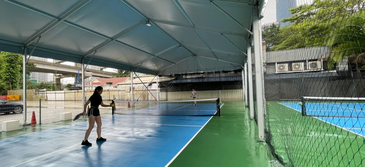 marquee tent for pickleball court at KL City Pickleball, Zebra Square