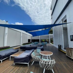tensile fabric shade at pool deck of hard rock hotel desaru coast