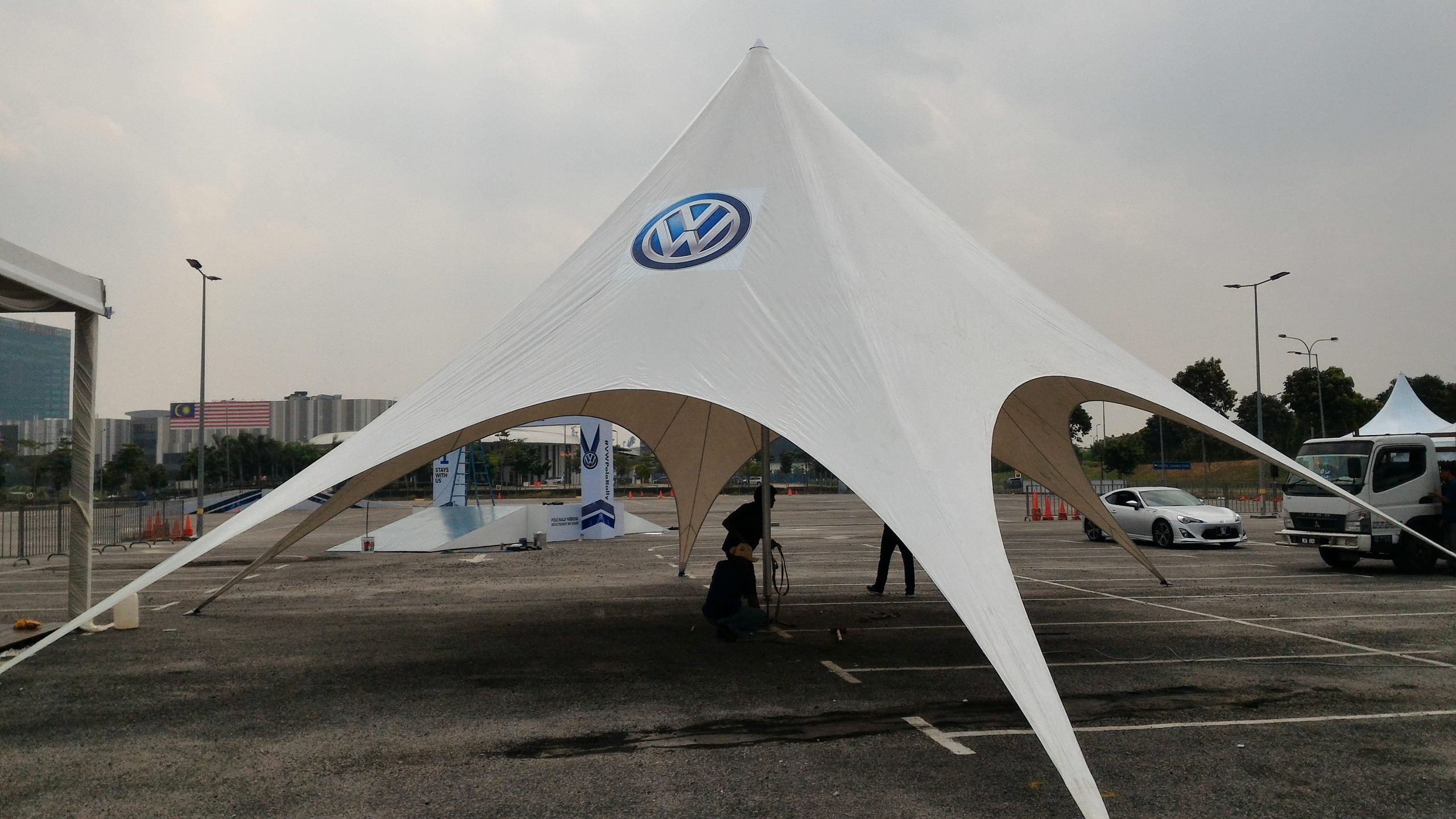 Star Tent with logo of VOLKSWAGEN Auto Show event