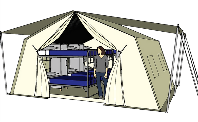 shelter tent illustration with a side angle view